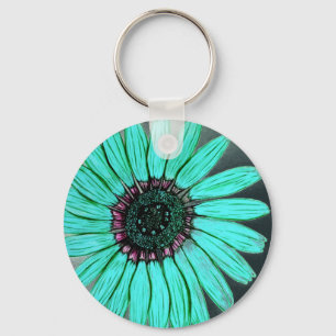 Beautiful hand Sketched Flower Key Ring