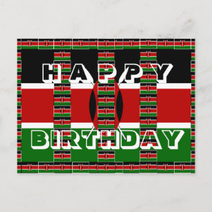 Beautiful Happy Birthday Black red green white Postcard