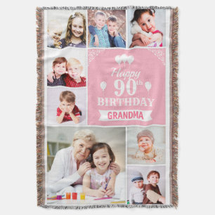 Beautiful Happy Birthday Photo Blanket for Grandma