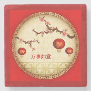 Beautiful Happy Chinese New Year Design Stone Coaster