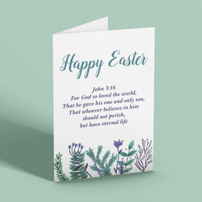 Beautiful Happy Easter Bible Verse John 3:16 Holiday Card (Creator Uploaded)