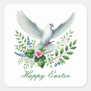 Beautiful Happy Easter dove Square Sticker
