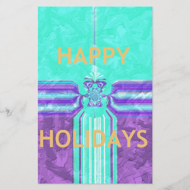 Beautiful Happy Holidays Blue Cyan  vector design (Front)