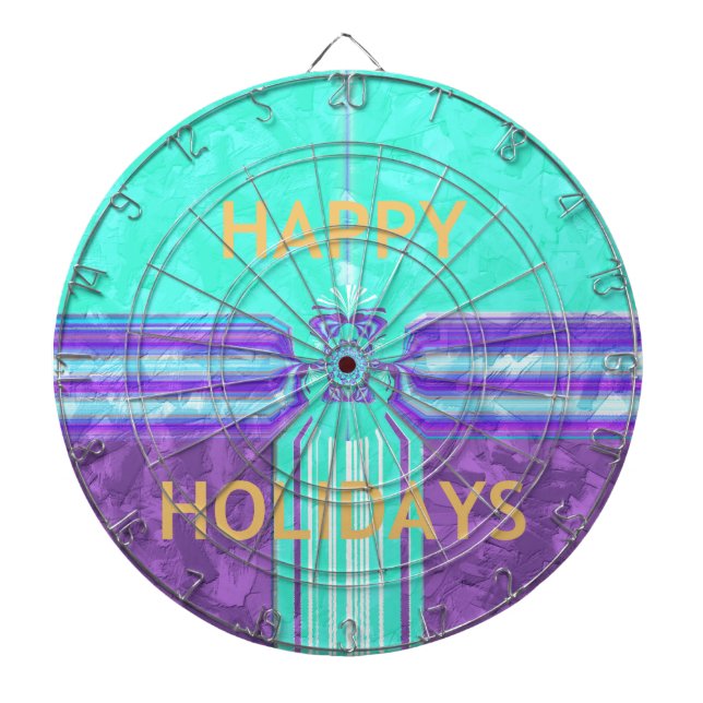 Beautiful Happy Holidays Blue Cyan  vector design Dartboard (Front)