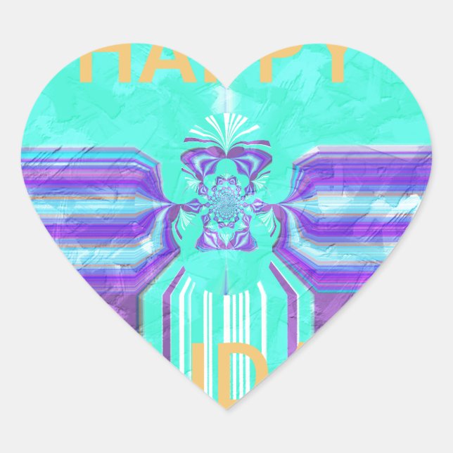 Beautiful Happy Holidays Blue Cyan  vector design Heart Sticker (Front)