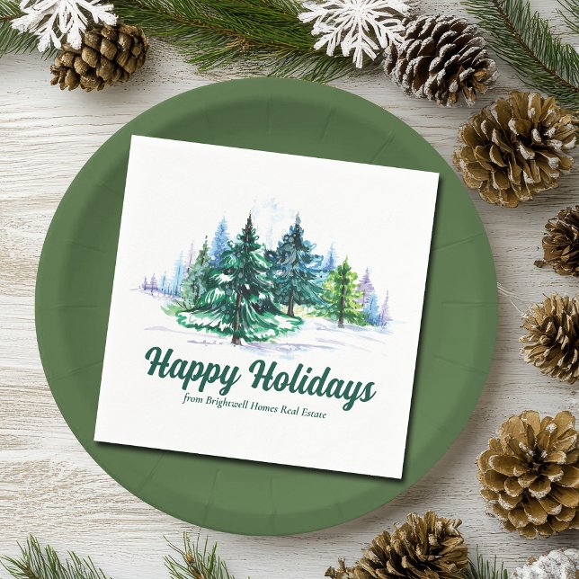Beautiful Happy Holidays Custom Christmas Party Napkin (Creator Uploaded)