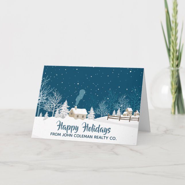 Beautiful Happy Holidays Winter Corporate Business Holiday Card (Front)