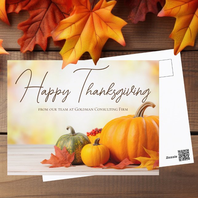 Beautiful Happy Thanksgiving Customisable Business Postcard (Creator Uploaded)