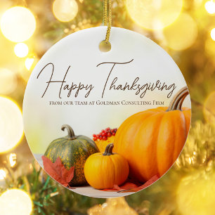 Beautiful Happy Thanksgiving Customisable Pumpkin Ceramic Ornament
