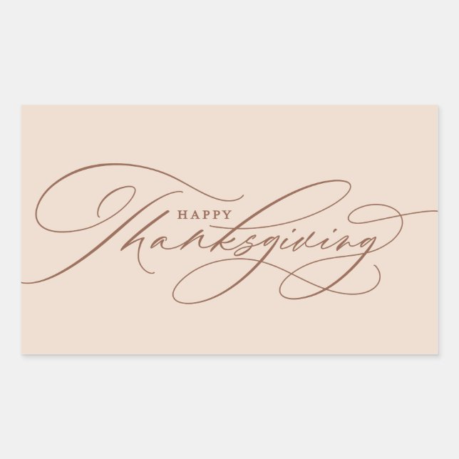 Beautiful Happy Thanksgiving script Rectangular Sticker (Front)