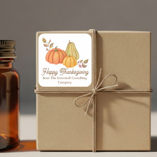 Beautiful Happy Thanksgiving Watercolor Pumpkins Square Sticker