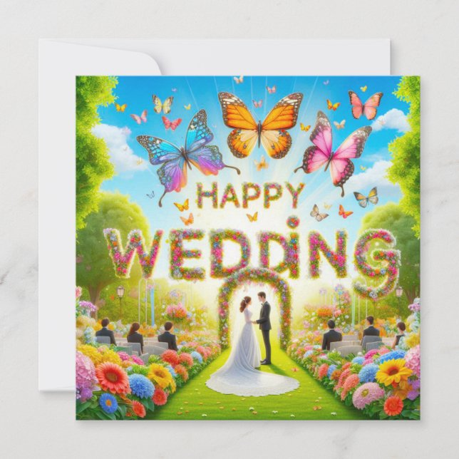 Beautiful Happy Wedding Greeting Cards  (Front)