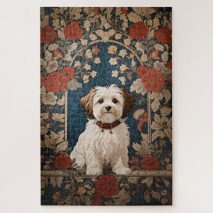 Beautiful Havanese Dog William Morris Floral Jigsaw Puzzle