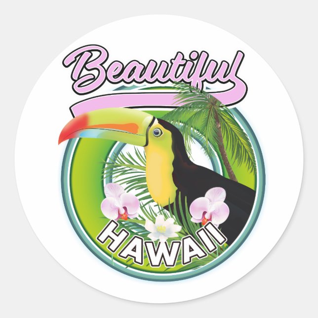 beautiful Hawaii travel logo Classic Round Sticker (Front)