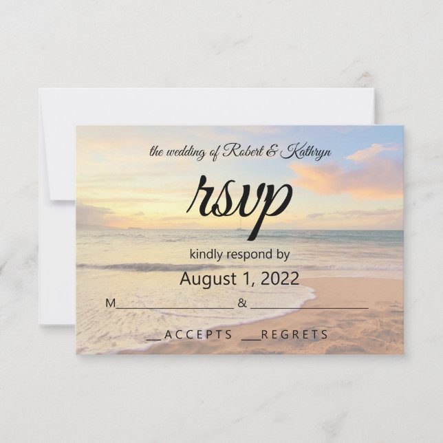 Beautiful Hawaiian Beach Wedding RSVP Card (Front)