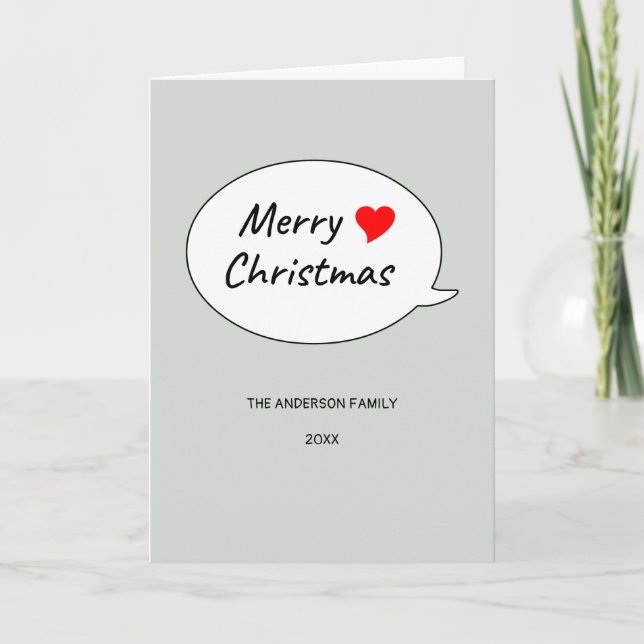 Beautiful heart and a lovely Merry Christmas Holiday Card (Front)