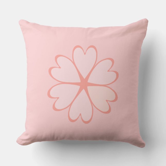 Beautiful Heart Flower on Light Pink Cushion (Front)