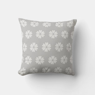 Beautiful Heart Flower Pattern on Silver Grey Cushion