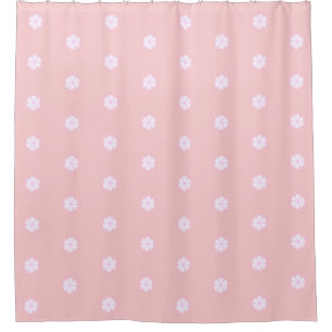 Beautiful Heart Flowers on Pink Shower Curtain