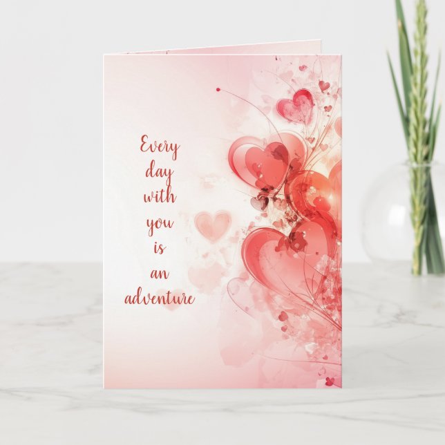 Beautiful Hearts Decoration I Pink Valentines Day Card (Front)