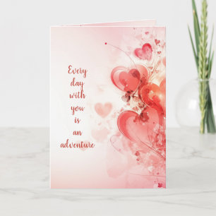 Beautiful Hearts Decoration I Pink Valentines Day Card