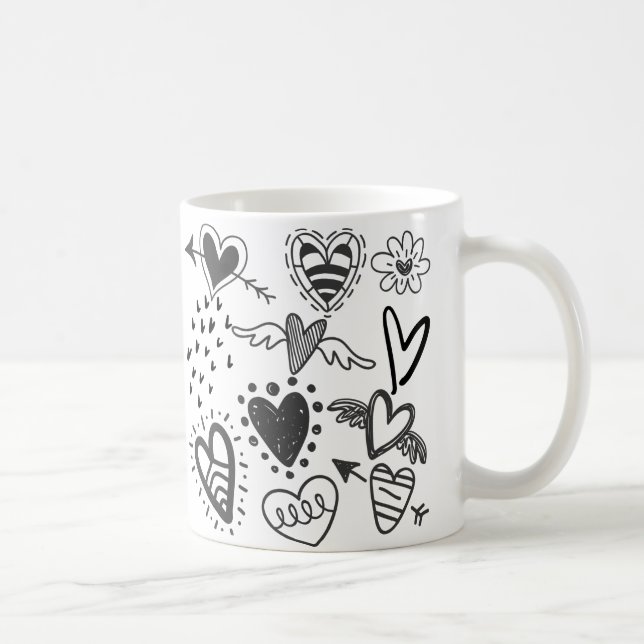 Beautiful hearts in black Mug (Right)