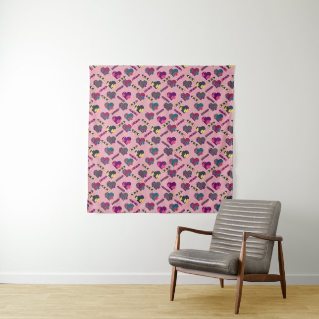 Beautiful Hearts Pattern Tapestry (In Situ)