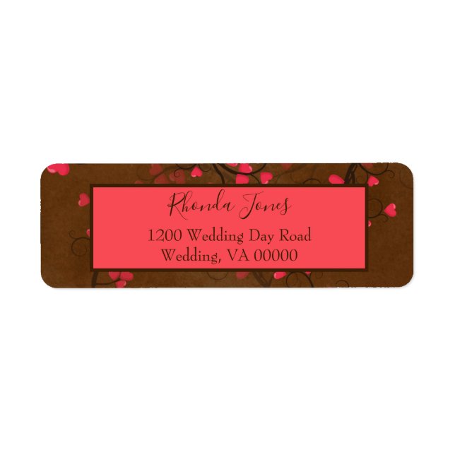 Beautiful hearts red and brown return address label (Front)
