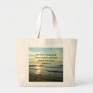 BEAUTIFUL HEBREWS 11:1 SUNRISE LARGE TOTE BAG