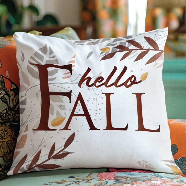 Beautiful Hello Fall Elegant autumn design Cushion (Creator Uploaded)