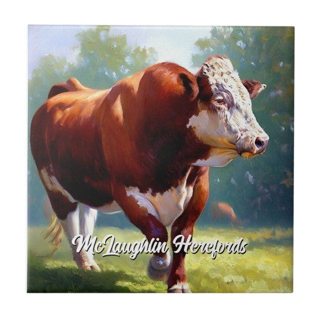 Beautiful Hereford Bull Ceramic Tile (Front)