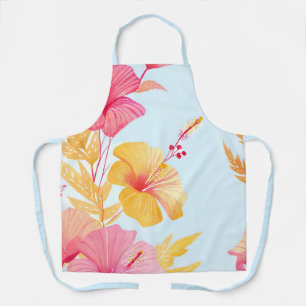 Beautiful Hibiscus   Tropical Flower Watercolor Apron