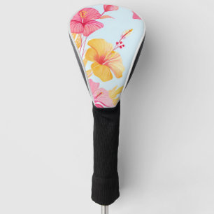 Beautiful Hibiscus   Tropical Flower Watercolor Golf Head Cover