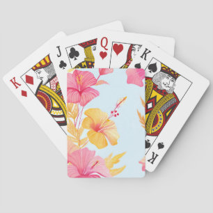Beautiful Hibiscus Tropical Flower Watercolor Playing Cards
