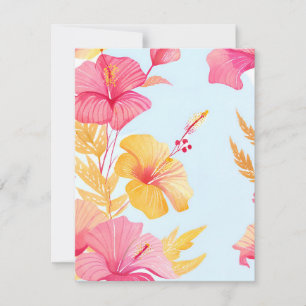 Beautiful Hibiscus Tropical Flower Watercolor Thank You Card