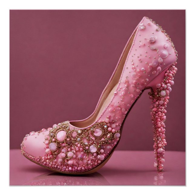 Beautiful High Heel Pink Fashion Shoe  Poster (Front)