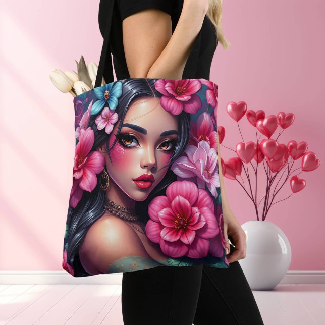 Beautiful Hispanic Anime Woman Tote Bag (Creator Uploaded)