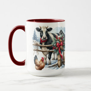 Beautiful Holiday Cow with Cardinal Personalised Mug