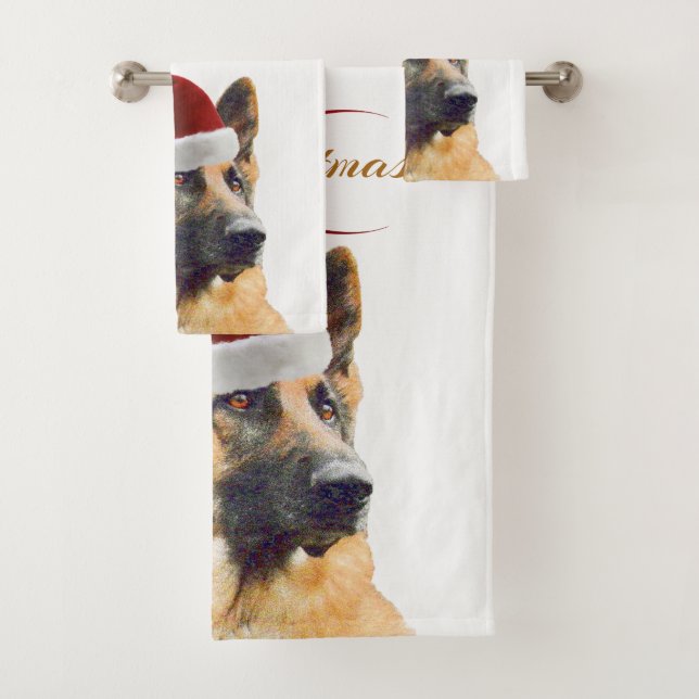 Beautiful Holiday German Shepherd Bath Towel Set (Insitu)