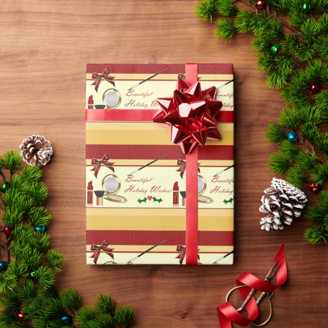 Beautiful Holiday Wishes Makeup Wrapping Paper (Holiday Gift)