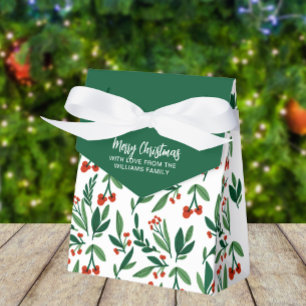 Beautiful Holly Berry Botanical Christmas Party Favour Box