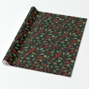 Beautiful Holly Berry Christmas Wrapping Paper