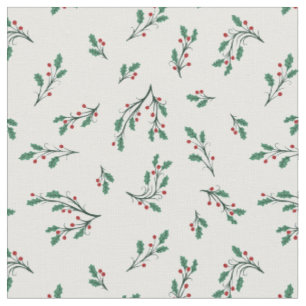 Beautiful Holly Seamless Christmas Pattern Fabric