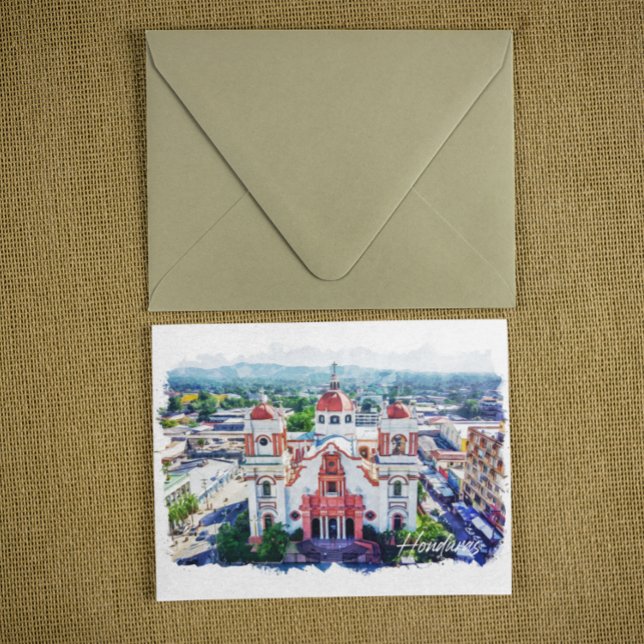 Beautiful Honduras Panorama View  Postcard (tunisia watercolor travel postcard)