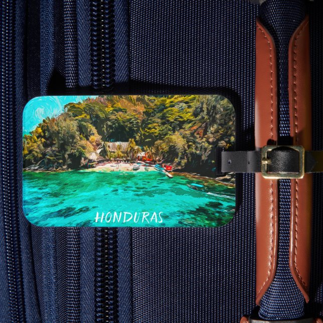 Beautiful Honduras Tropical Oil Painting Luggage Tag (Front Insitu 4)