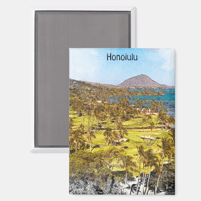 Beautiful Honolulu Oahu Scenery Travel Magnet (Front/Back)