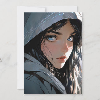 Beautiful Hooded Anime Girl Invitation