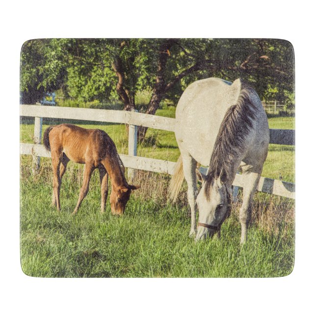 Beautiful Horse and Foal Farmhouse Cutting Board (Front)