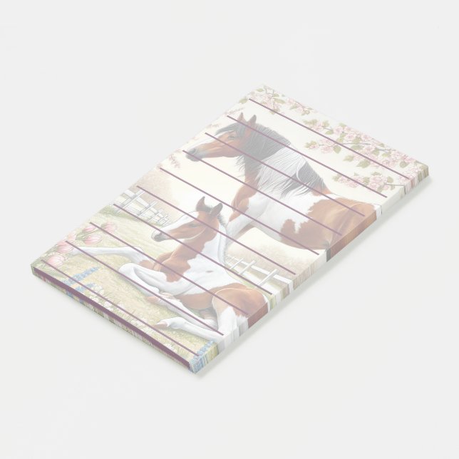 Beautiful Horse and Foal in a Blooming Orchard Post-it Notes (Angled)