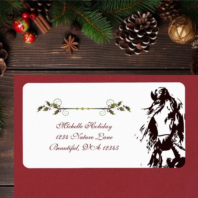 Beautiful Horse and Holly Winter Holiday Address Label (Beautiful Horse and Holly Winter Holiday Address Label)